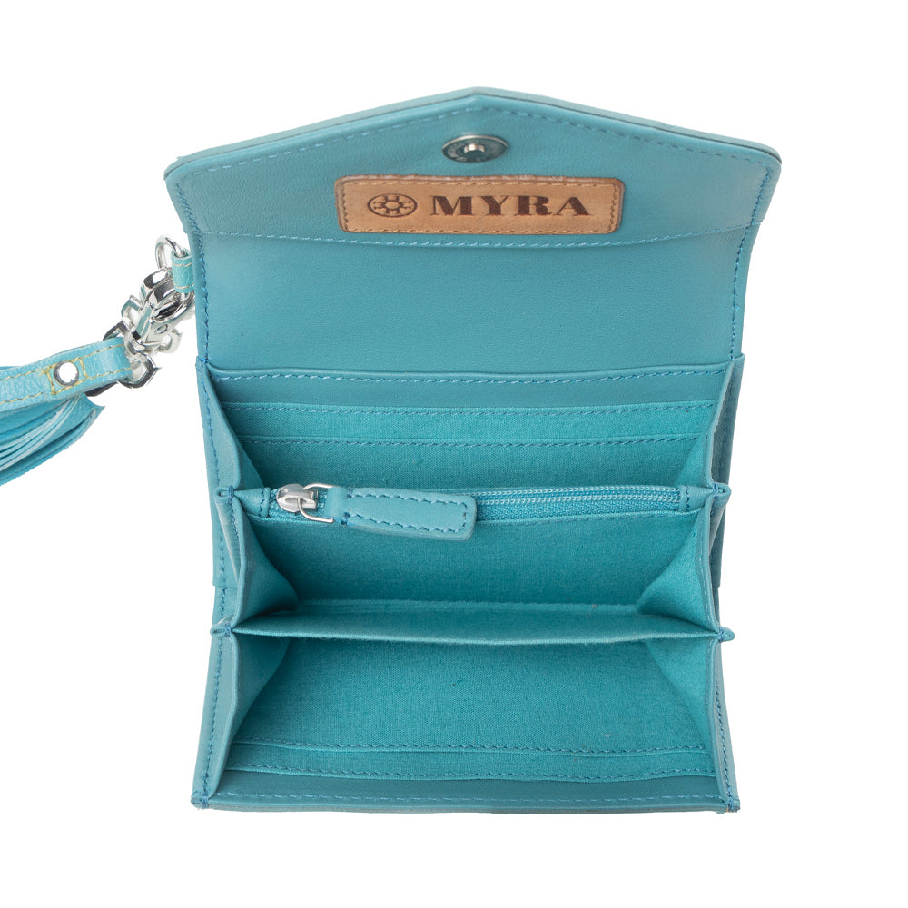 Myra Elise Handtooled Leather Wallet in Lagoon Trail Myra USA
