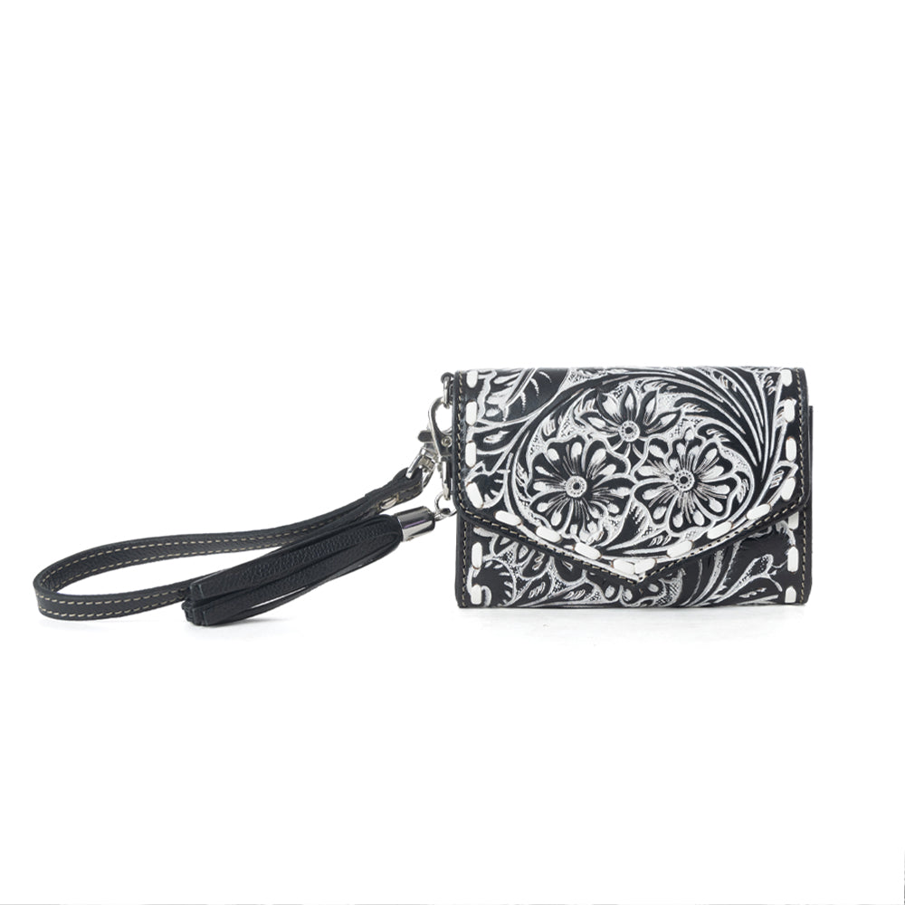 Myra Elise Handtooled Leather Wallet in Dark Mist Myra USA