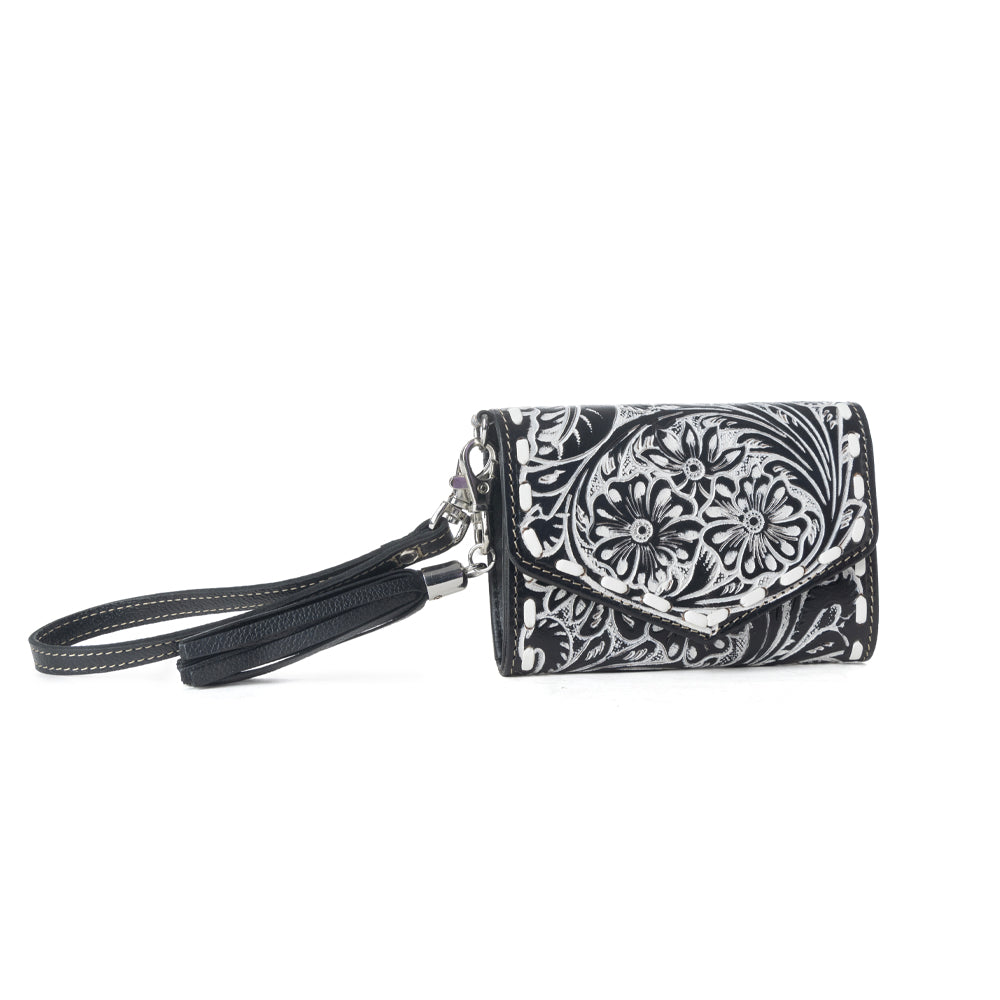 Myra Elise Handtooled Leather Wallet in Dark Mist Myra USA