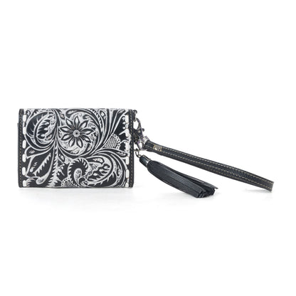 Myra Elise Handtooled Leather Wallet in Dark Mist Myra USA