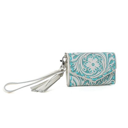 Myra Elise Handtooled Leather Wallet in Western Cyan Myra USA