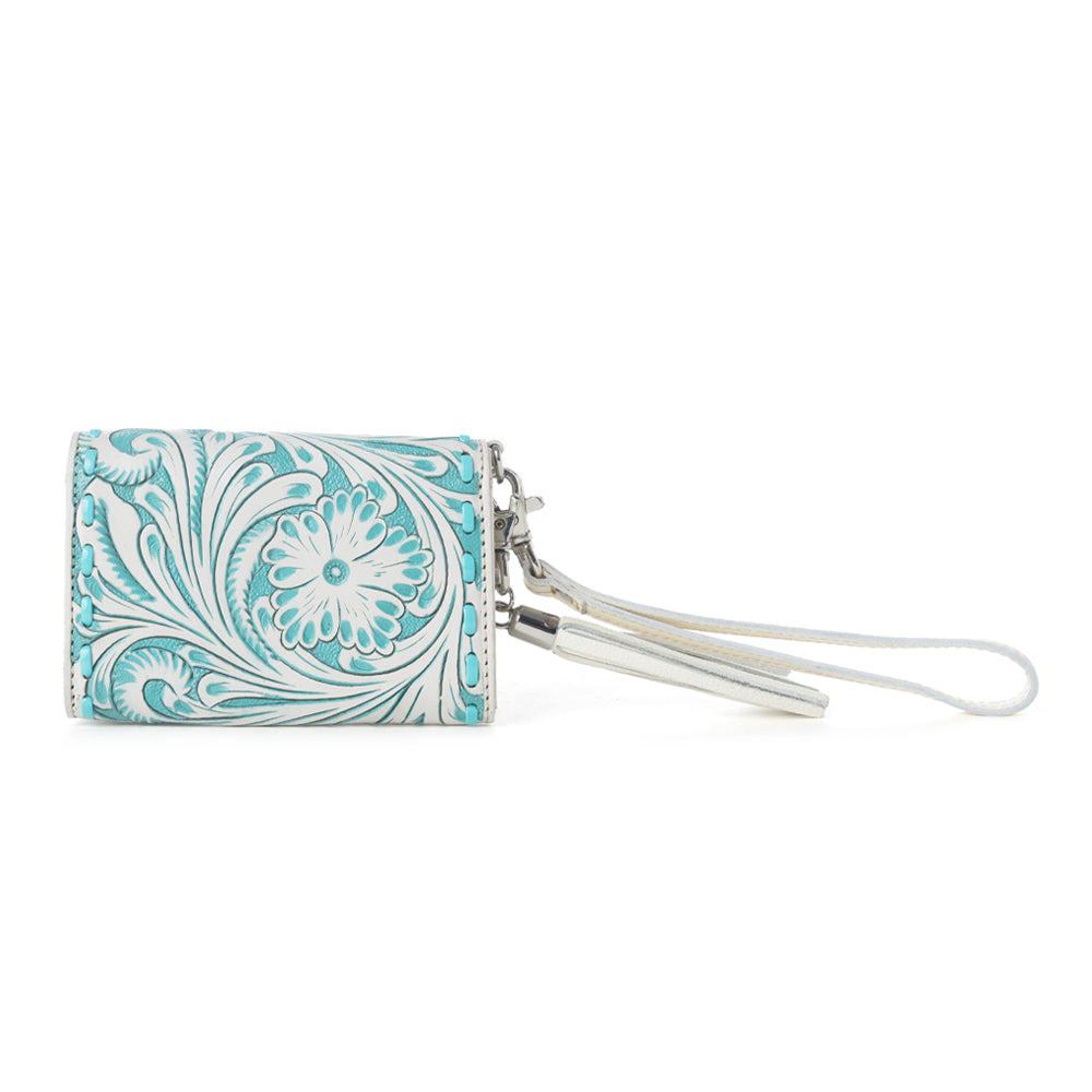 Myra Elise Handtooled Leather Wallet in Western Cyan Myra USA