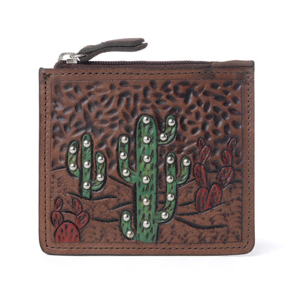 Myra Briar Creek Handtooled Leather Credit Card Holder in Sage Tan Myra USA