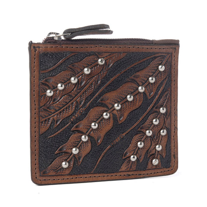 Myra Briar Creek Handtooled Leather Credit Card Holder in Heritage Brown Myra USA