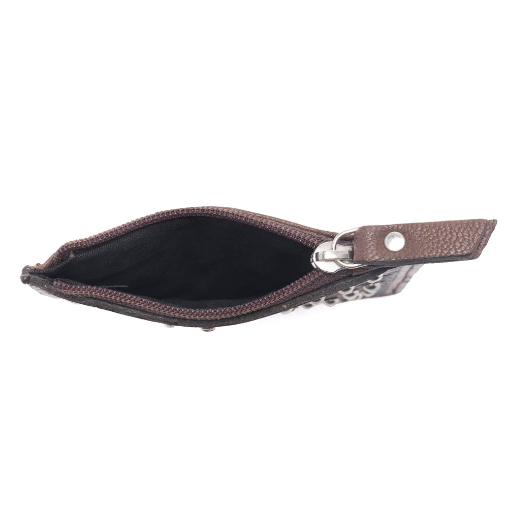 Myra Briar Creek Handtooled Leather Credit Card Holder in Heritage Brown Myra USA