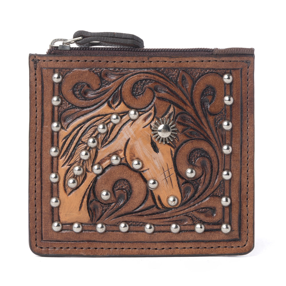 Myra Briar Creek Handtooled Leather Credit Card Holder in Toasted Honey Myra USA