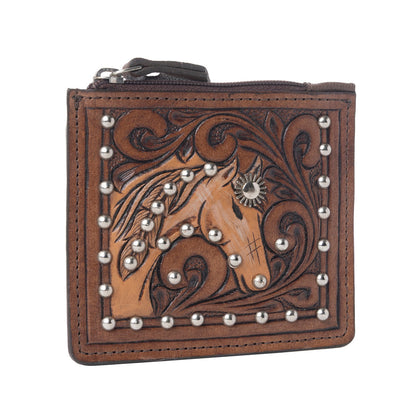 Myra Briar Creek Handtooled Leather Credit Card Holder in Toasted Honey Myra USA