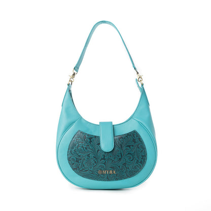 Myra Alanna Embossed Leather Bag in Prairie Aqua Myra USA