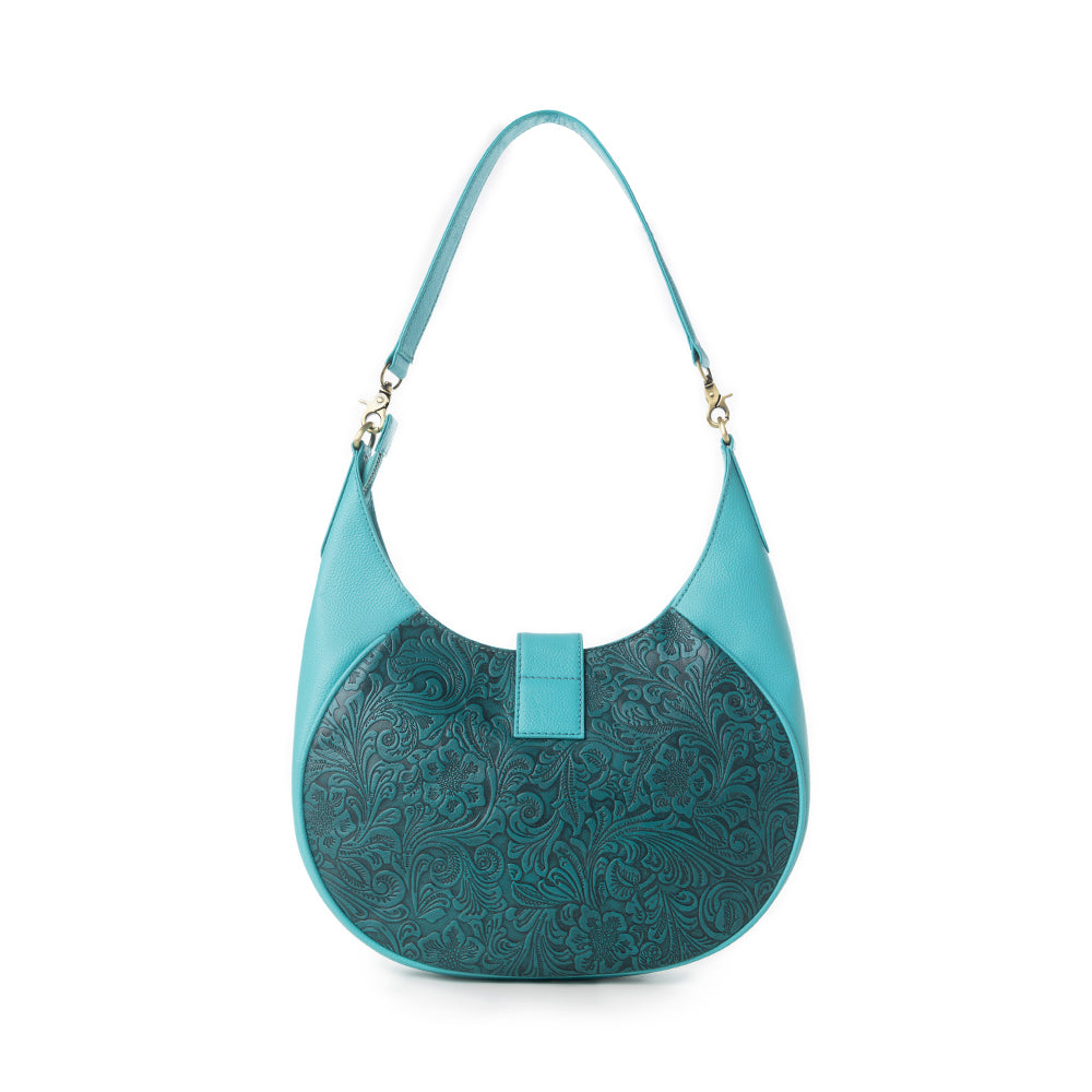 Myra Alanna Embossed Leather Bag in Prairie Aqua Myra USA