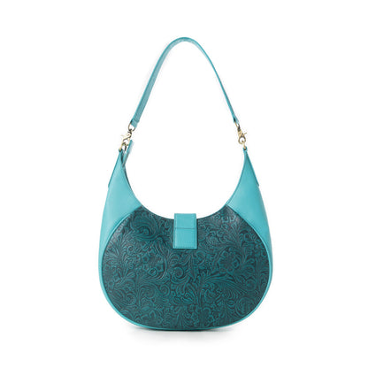 Myra Alanna Embossed Leather Bag in Prairie Aqua Myra USA