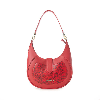 Myra Alanna Embossed Leather Bag in Wild Cherry Myra USA
