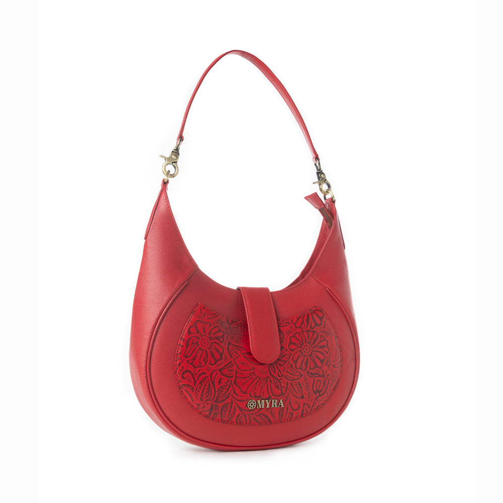 Myra Alanna Embossed Leather Bag in Wild Cherry Myra USA