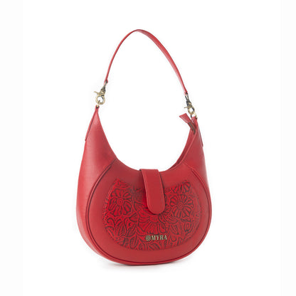 Myra Alanna Embossed Leather Bag in Wild Cherry Myra USA