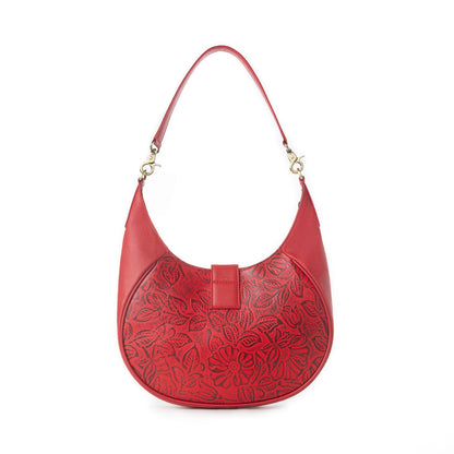 Myra Alanna Embossed Leather Bag in Wild Cherry Myra USA