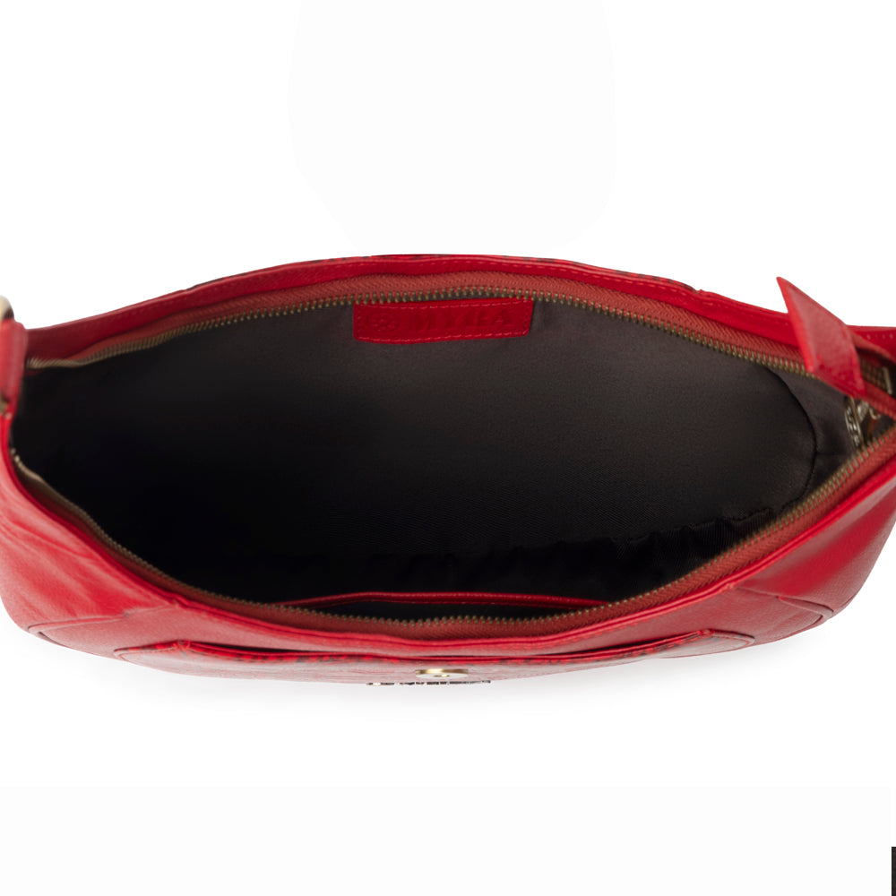 Myra Alanna Embossed Leather Bag in Wild Cherry Myra USA