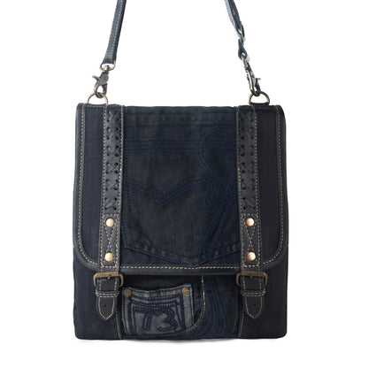 Myra Dustrider upcycled canvas vintage style Concealed-Carry bag for Women in black with leather detail Myra USA