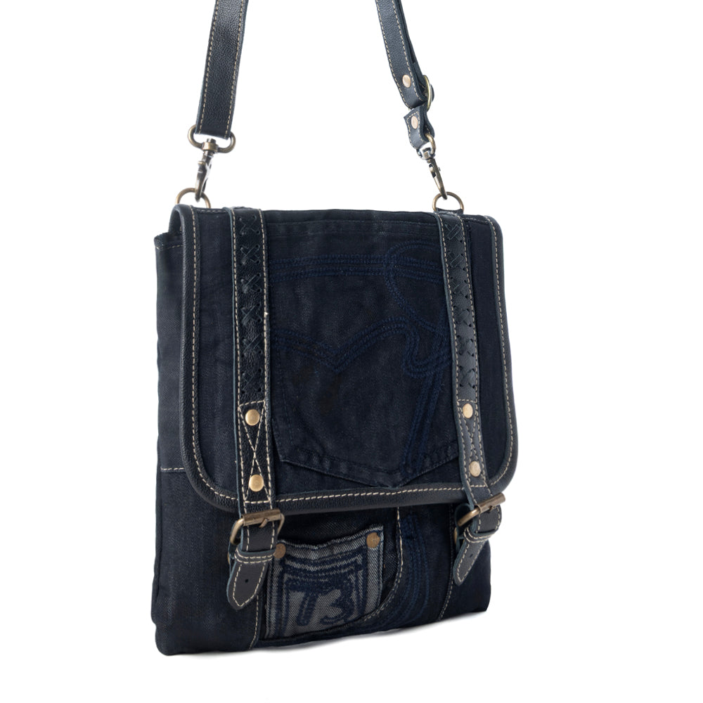 Myra Dustrider upcycled canvas vintage style Concealed-Carry bag for Women in black with leather detail Myra USA
