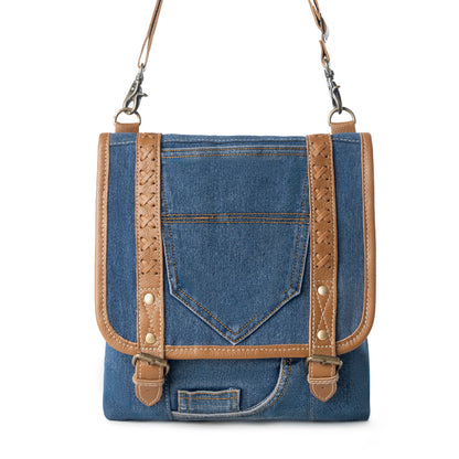 Myra Dustrider upcycled canvas vintage style Concealed-Carry bag for Women in denim blue with leather Myra USA