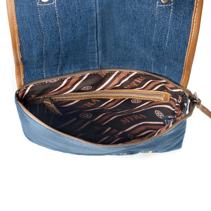 Myra Dustrider upcycled canvas vintage style Concealed-Carry bag for Women in denim blue with leather Myra USA