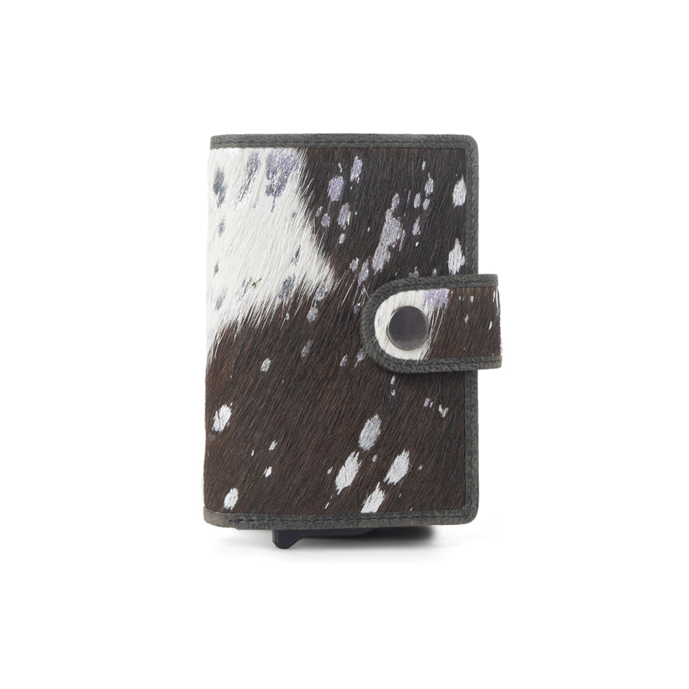 Myra Monsoon Ink Hairon Leather Credit Card Holder in Dust Black Myra USA