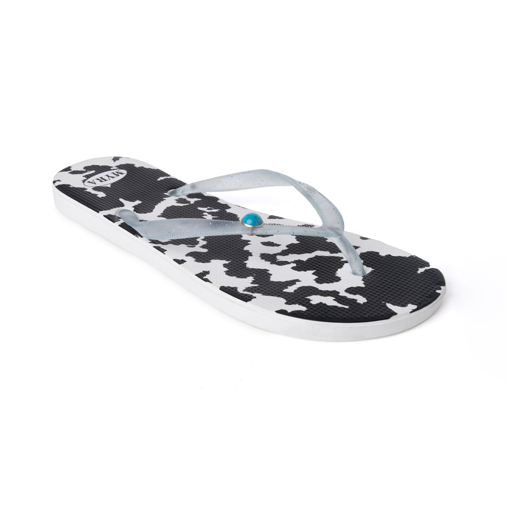 Myra Shadow Ranch Cowhide Slippers in Stormhorn Black Myra USA
