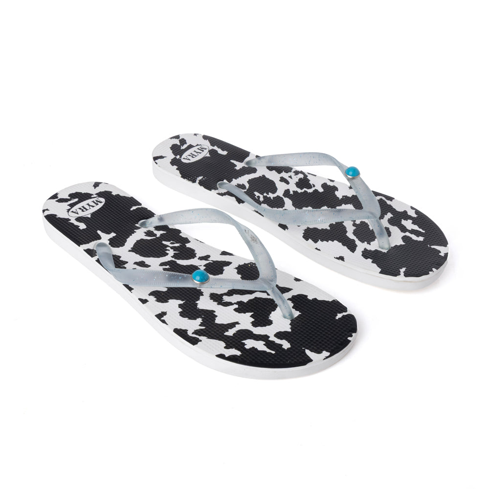 Myra Shadow Ranch Cowhide Slippers in Stormhorn Black Myra USA