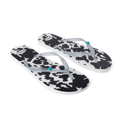 Myra Shadow Ranch Cowhide Slippers in Stormhorn Black Myra USA