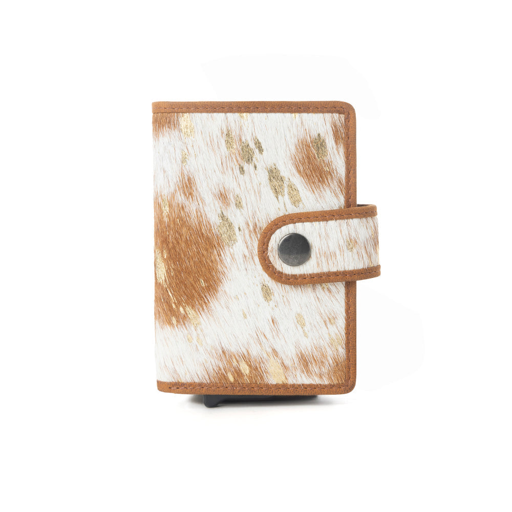 Myra Dune Star Hairon Leather Credit Card Holder in Rustic Brown Myra USA