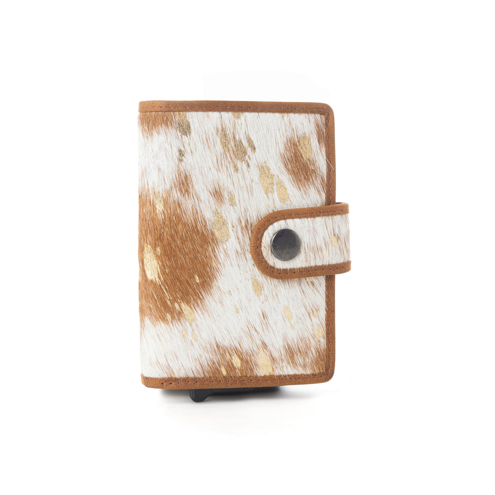 Myra Dune Star Hairon Leather Credit Card Holder in Rustic Brown Myra USA