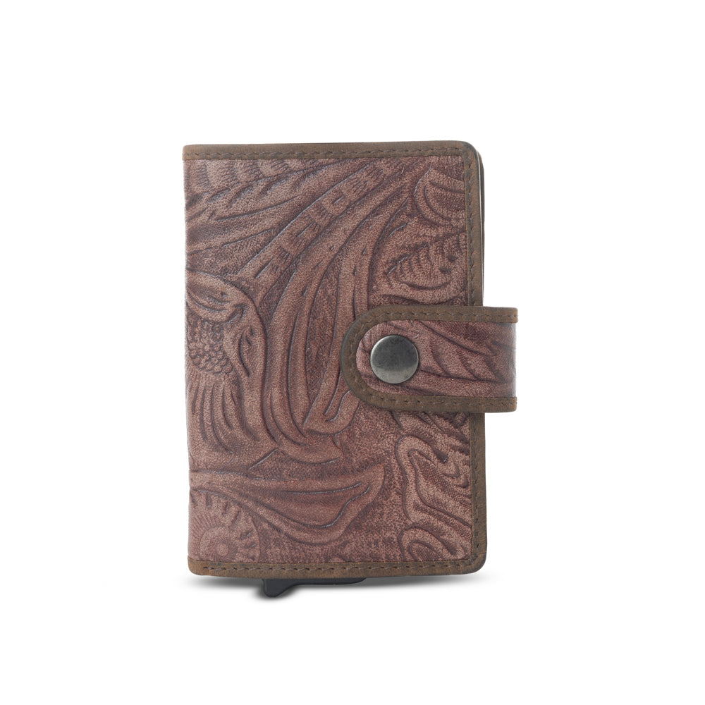 Myra Laredo Trail Leather Credit Card Holder in Smoky Walnut Myra USA