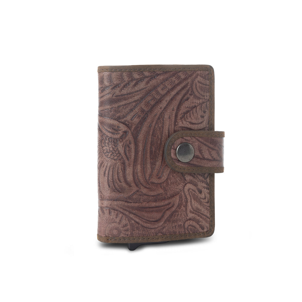 Myra Laredo Trail Leather Credit Card Holder in Smoky Walnut Myra USA