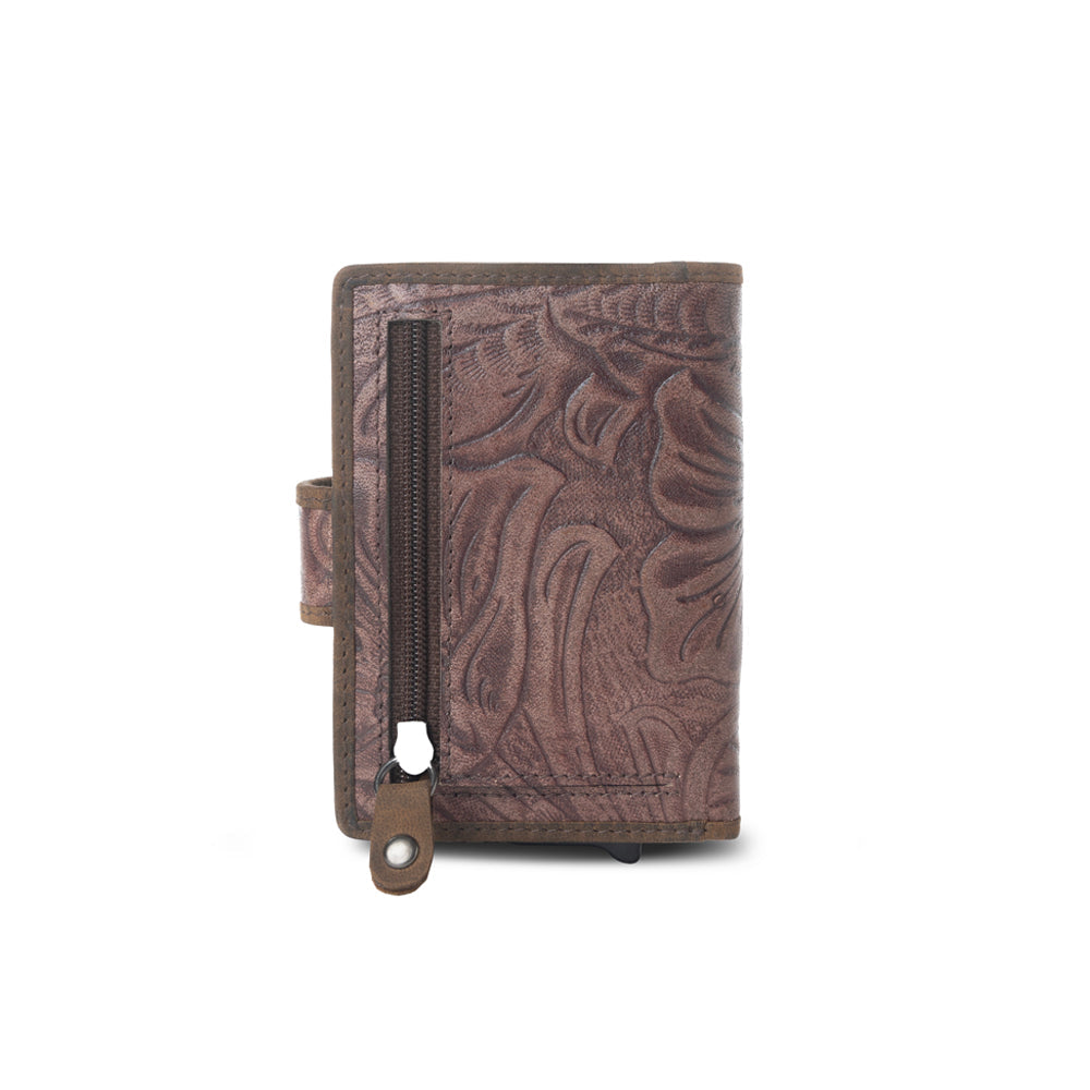 Myra Laredo Trail Leather Credit Card Holder in Smoky Walnut Myra USA
