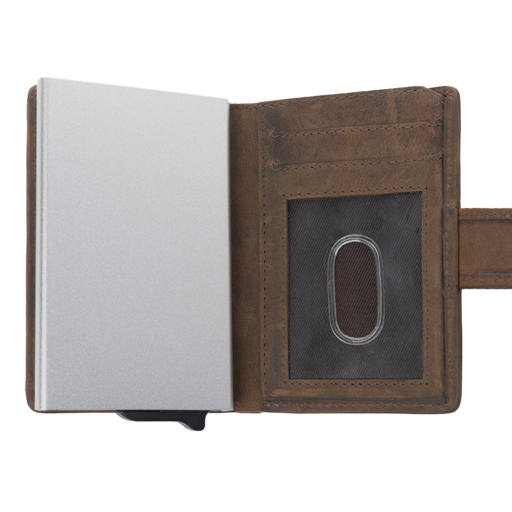 Myra Laredo Trail Leather Credit Card Holder in Smoky Walnut Myra USA