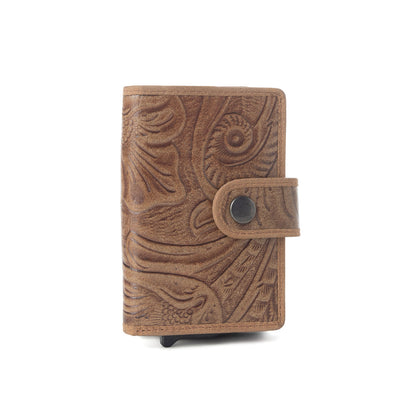 Myra Vintage Savanna Leather Credit Card Holder in Oak Brown Myra USA