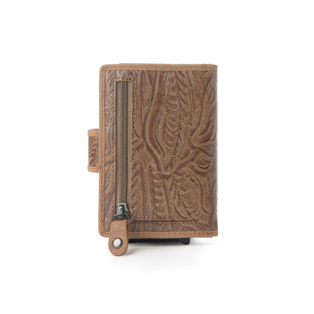 Myra Vintage Savanna Leather Credit Card Holder in Oak Brown Myra USA