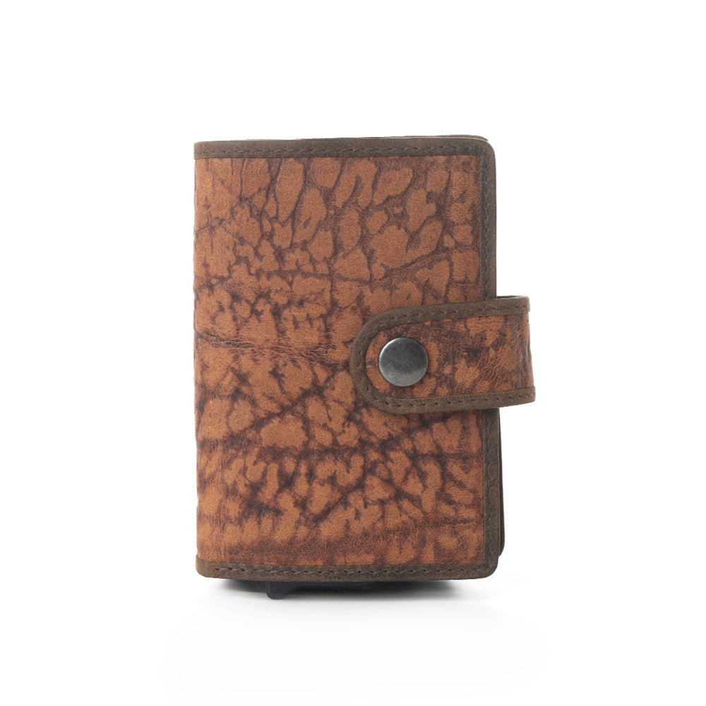 Myra Rugged Raven Leather Credit Card Holder in Canyon Amber Myra USA