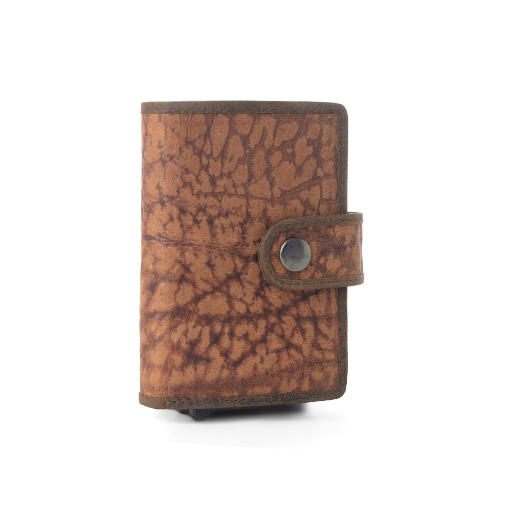 Myra Rugged Raven Leather Credit Card Holder in Canyon Amber Myra USA