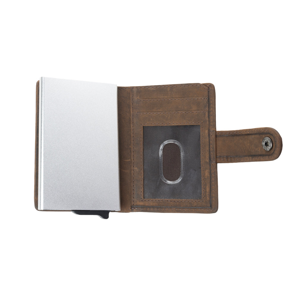 Myra Rugged Raven Leather Credit Card Holder in Canyon Amber Myra USA