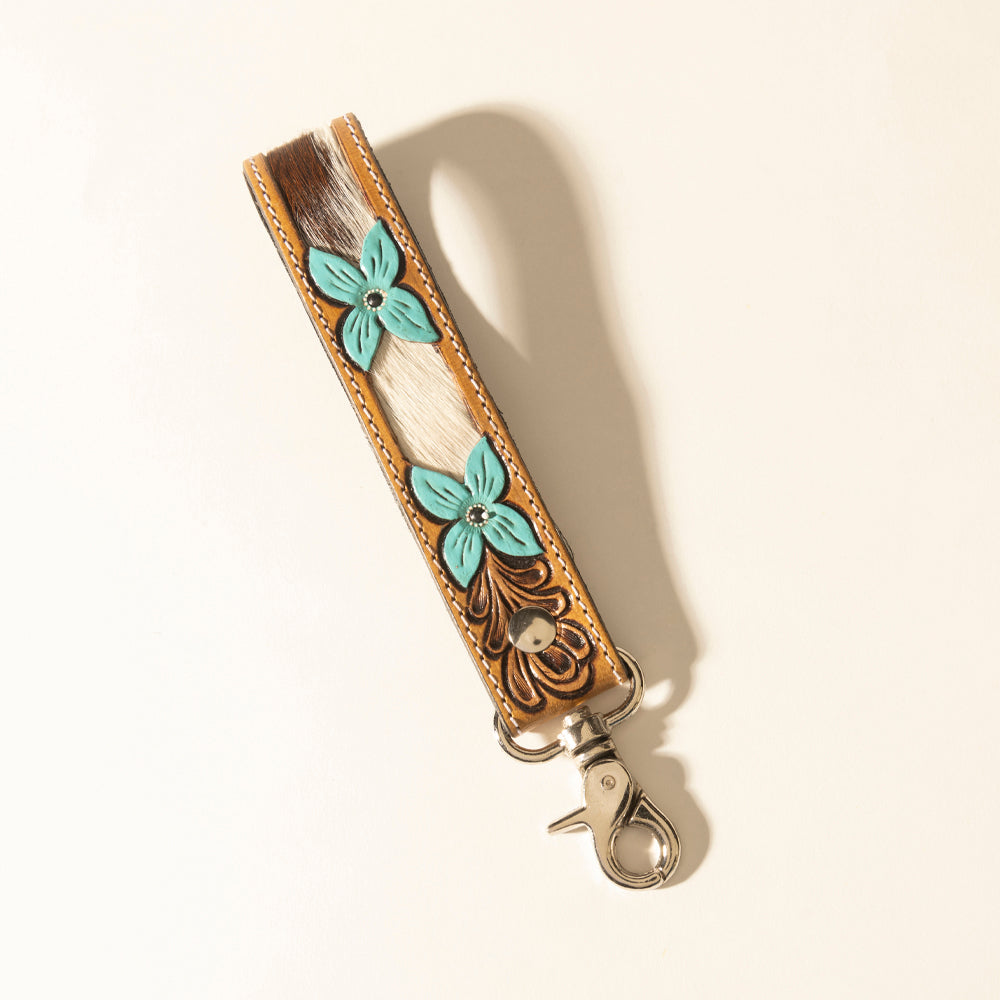 Myra Painted Prairie Handtooled Leather Keyfob in Desert Lace Myra USA