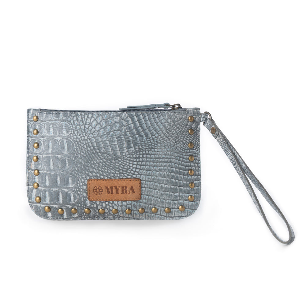 Myra Petalwild Western Wallet for Women in blue sage with embossed detail Myra USA