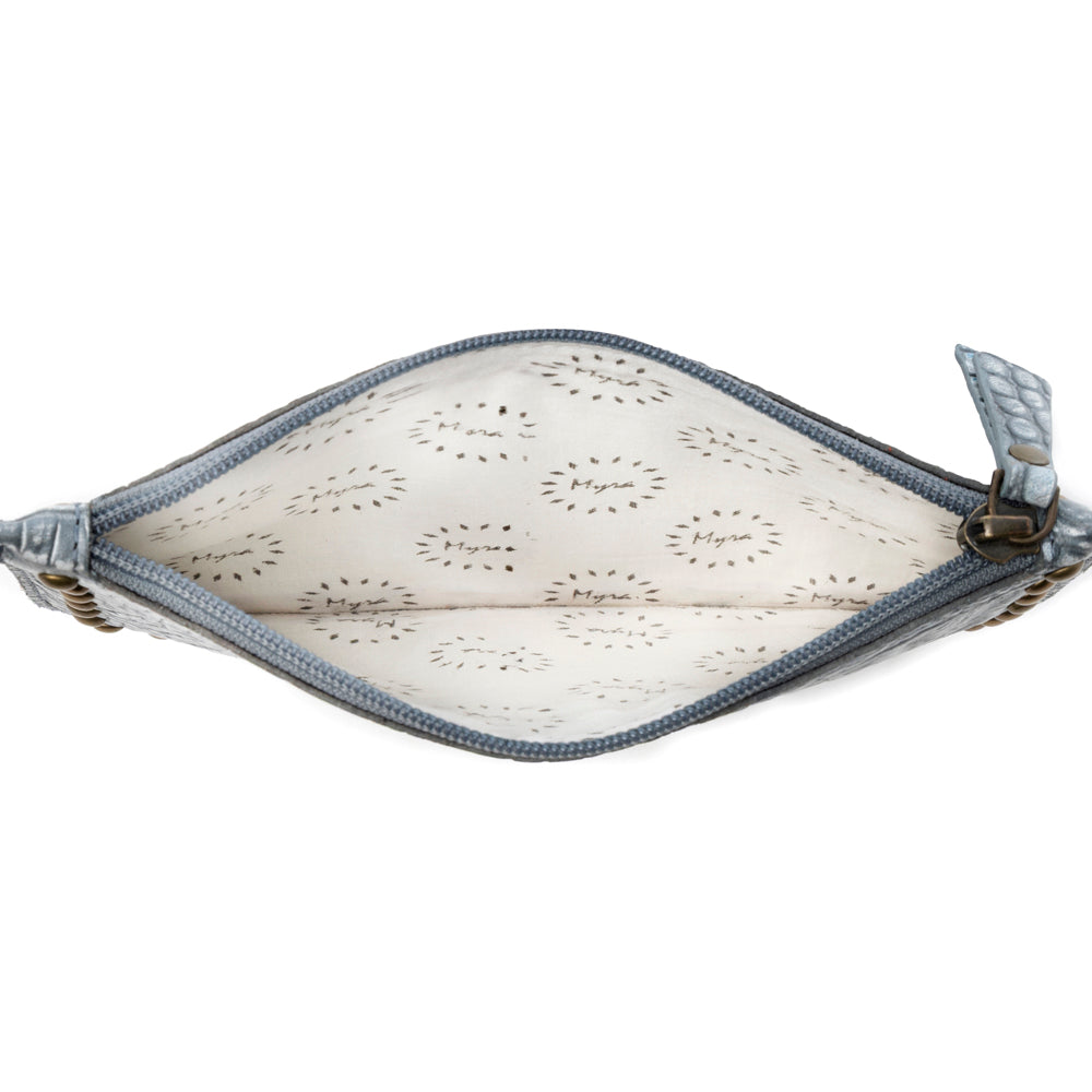 Myra Petalwild Western Wallet for Women in blue sage with embossed detail Myra USA