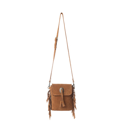 Myra Prairie Drift Fringed Leather Bag in Rodeo Bronze with Concho Accent Myra USA