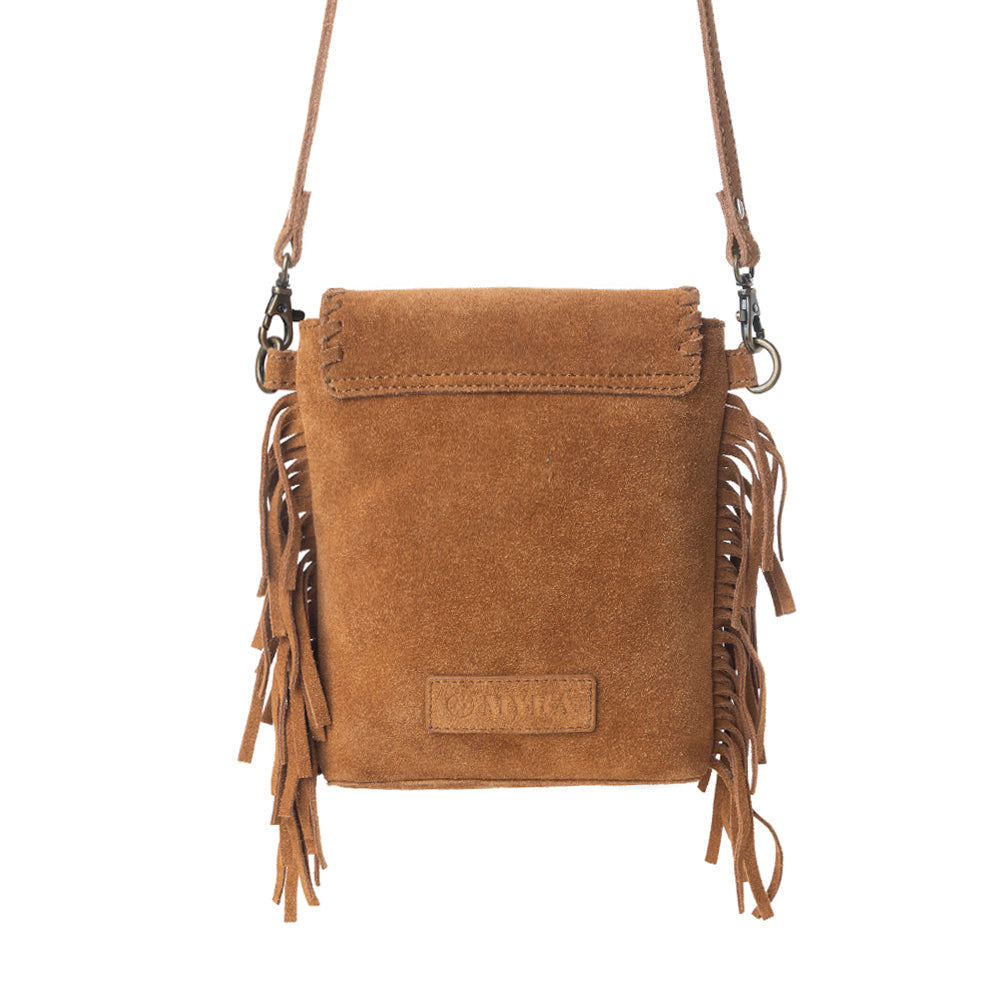 Myra Prairie Drift Fringed Leather Bag in Rodeo Bronze with Concho Accent Myra USA