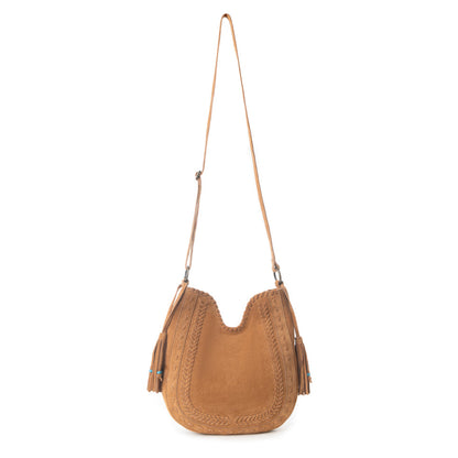 Myra Savannah Sunset Fringed Leather Bag in Deep Mocha Myra USA