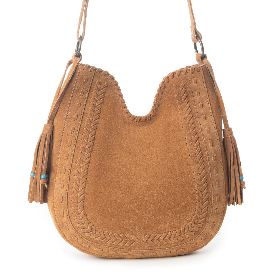 Myra Savannah Sunset Fringed Leather Bag in Deep Mocha Myra USA
