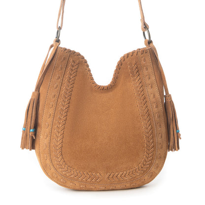 Myra Savannah Sunset Fringed Leather Bag in Deep Mocha Myra USA
