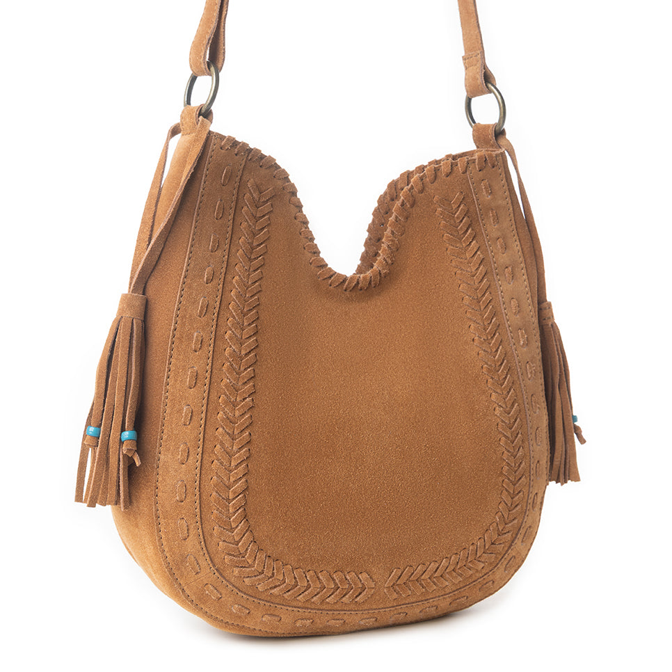 Myra Savannah Sunset Fringed Leather Bag in Deep Mocha Myra USA