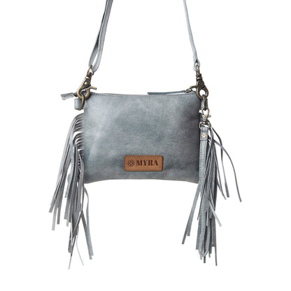 Myra ThunderFly Fringed Leather Bag in Silver Dust Myra USA