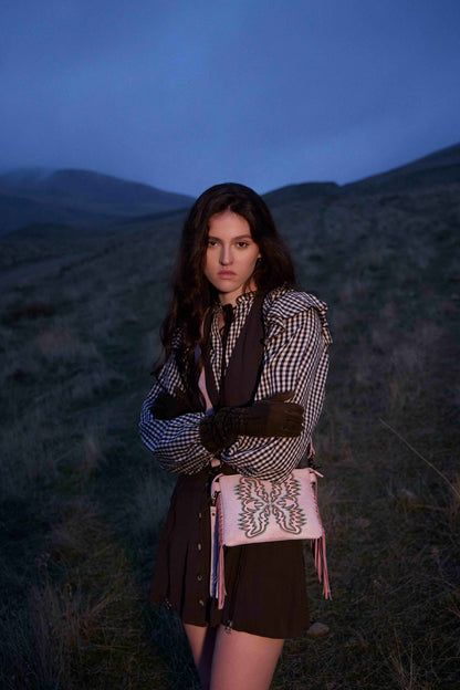 Myra ThunderFly Fringed Leather Bag in Sundown Blush Myra USA