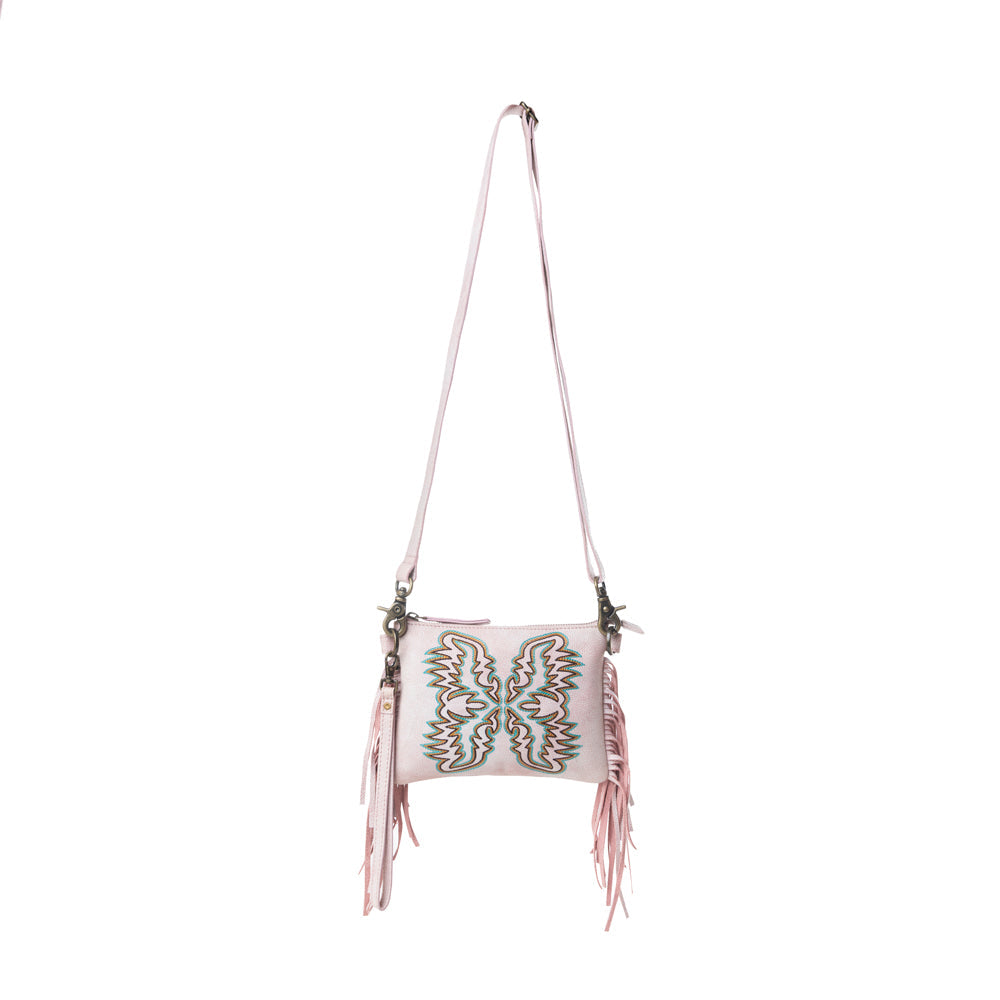 Myra ThunderFly Fringed Leather Bag in Sundown Blush Myra USA